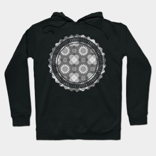 Grey Circle and Flower Pattern Hoodie